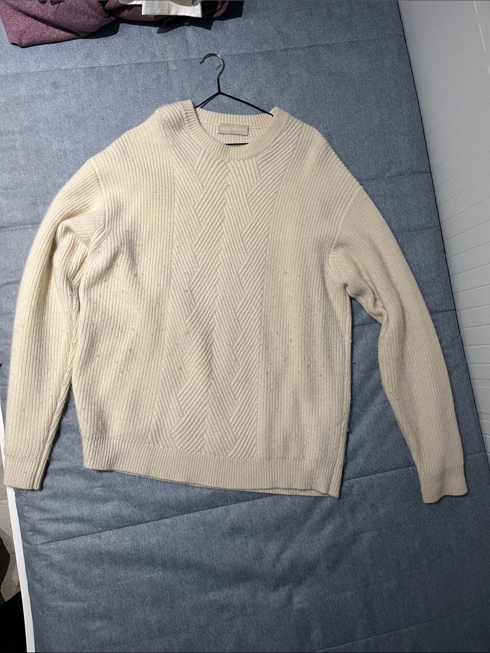 Men’s XL Cream 100% Cashmere Cable Knit Swearer